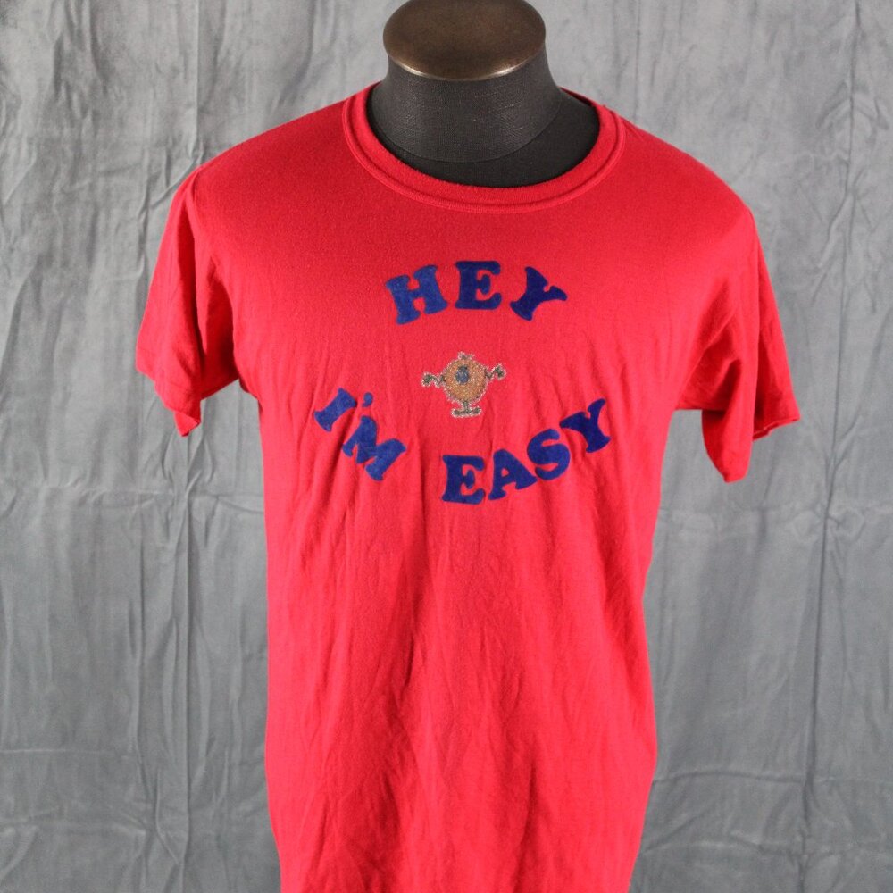 Vintage Graphic T-shirt - Hey I'm Easy Donut Graphc Iron On- Men's Large